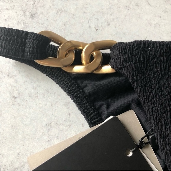 Vix PaulaHermany Black Ibiza Bikini Bottoms Gold Chain Detail XS - Picture 5 of 13